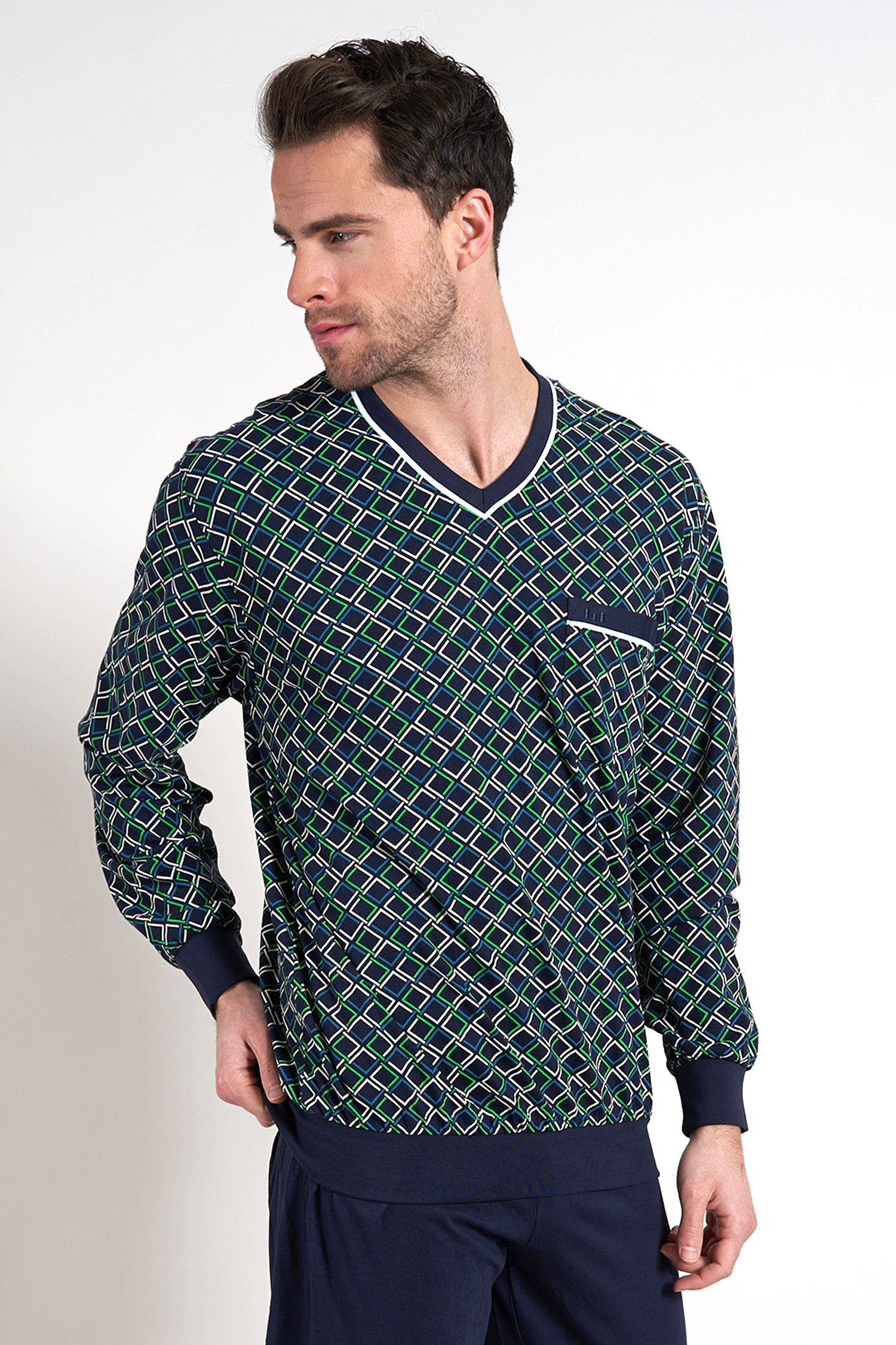 Homewear, Pijama M. Larga, 111980, VERDE | Zoom